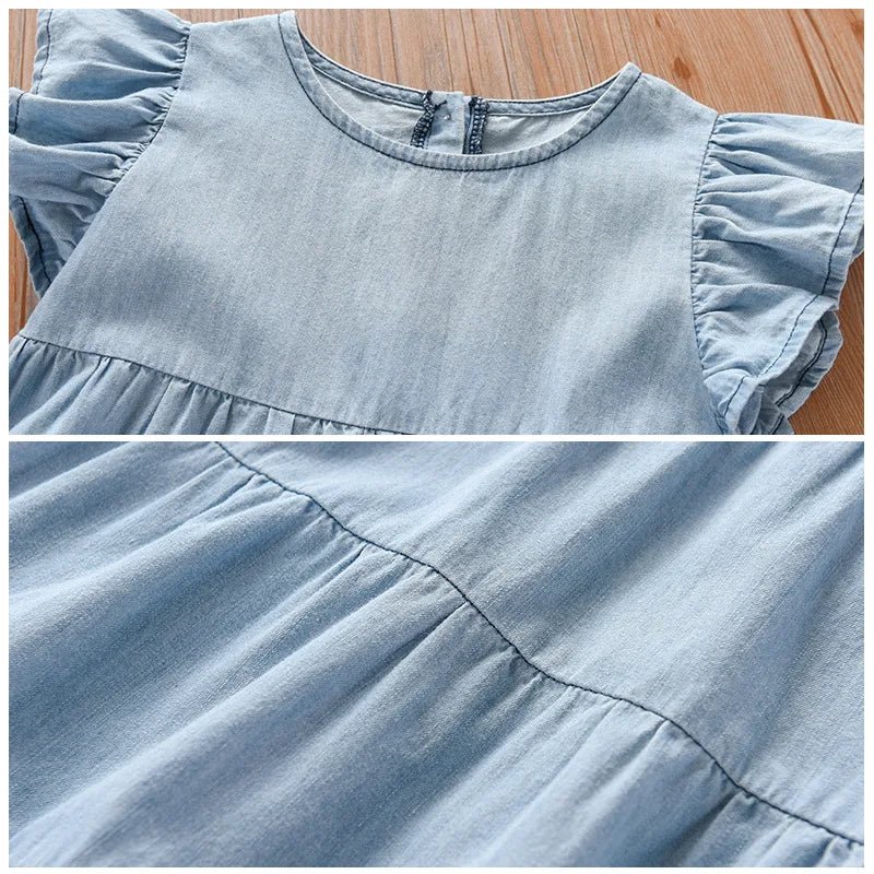 2024 Baby Girls Summer Denim Dress - Wearebambino - Blue jeans - 2T - 2024 Baby Girls Summer Denim Dress