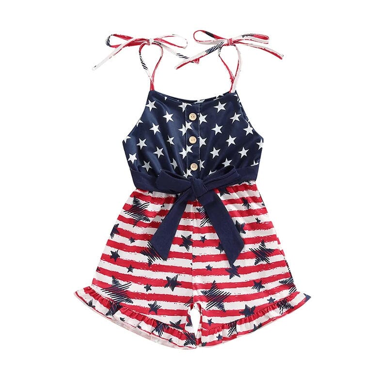 4th of July Straps Toddler Romper - Wearebambino - 12 - 18 M - 4th of July Straps Toddler Romper