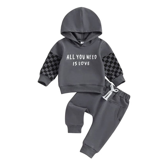 All You Need Is Love Hooded Baby Set - Wearebambino - 3 - 6 M - All You Need Is Love Hooded Baby Set