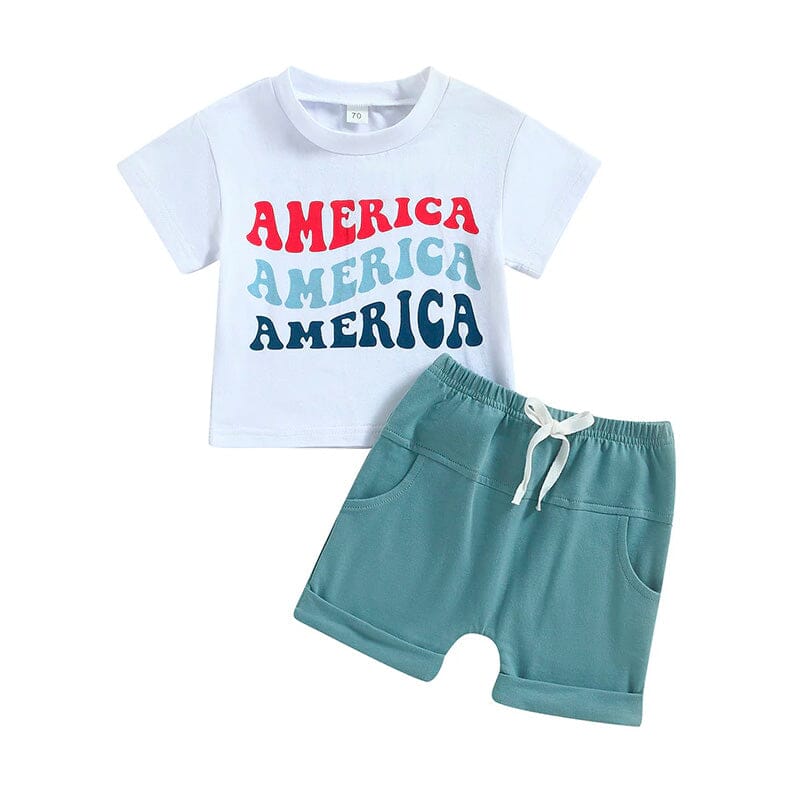 America Solid Shorts Baby Set - Wearebambino - 3 - 6 M - America Solid Shorts Baby Set