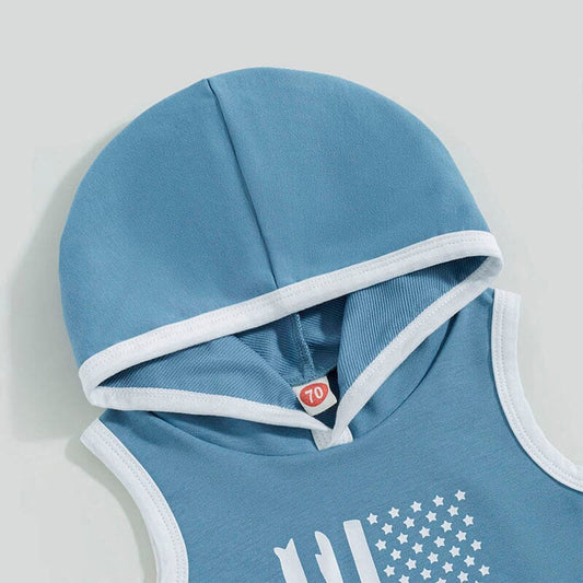 American Blue Hooded Set - Wearebambino - 3 - 6 M - American Blue Hooded Set