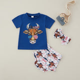 American Cow Independence Outfit - Wearebambino - Blue/Multi - 3 - 6 M - American Cow Independence Outfit