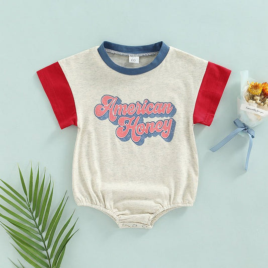 American Honey Onesie - Wearebambino - Beige/Blue/Red - 0 - 3 M - American Honey Onesie