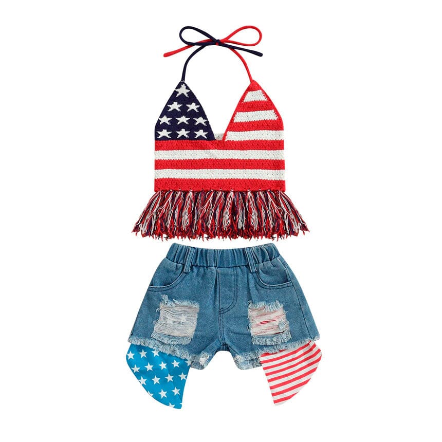 American Knitted Denim Toddler Set - Wearebambino - 2T - American Knitted Denim Toddler Set