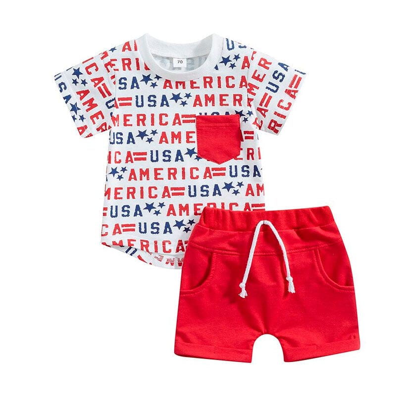 American Red Shorts Set - Wearebambino - 3 - 6 M - American Red Shorts Set