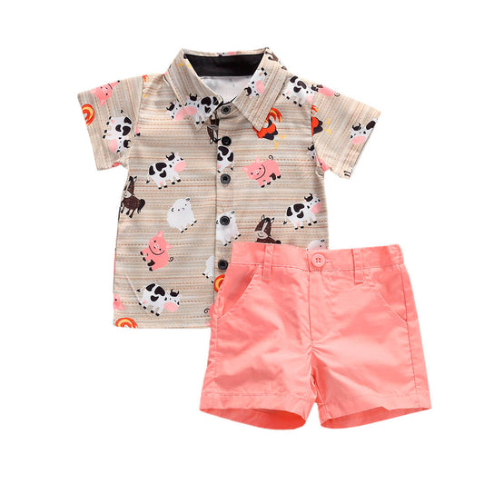 Animals Pink Shorts Toddler Set - Wearebambino - 9 - 12 M - Animals Pink Shorts Toddler Set