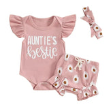 Auntie's Bestie Floral Baby Set - Wearebambino - 0 - 3 M - Auntie's Bestie Floral Baby Set