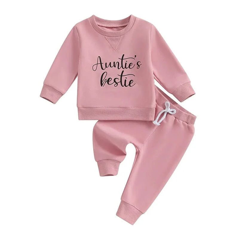 Auntie's Bestie Toddler Set - Wearebambino - Pink - 9 - 12 M - Auntie's Bestie Toddler Set