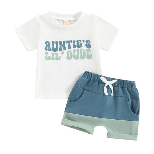 Auntie's Lil Dude Baby Set - Wearebambino - 3 - 6 M - Auntie's Lil Dude Baby Set