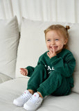 Autumn Cotton Tracksuit: Letter Print Coziness - Wearebambino - Green - 2T - Autumn Cotton Tracksuit: Letter Print Coziness