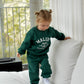 Autumn Cotton Tracksuit: Letter Print Coziness - Wearebambino - Green - 2T - Autumn Cotton Tracksuit: Letter Print Coziness