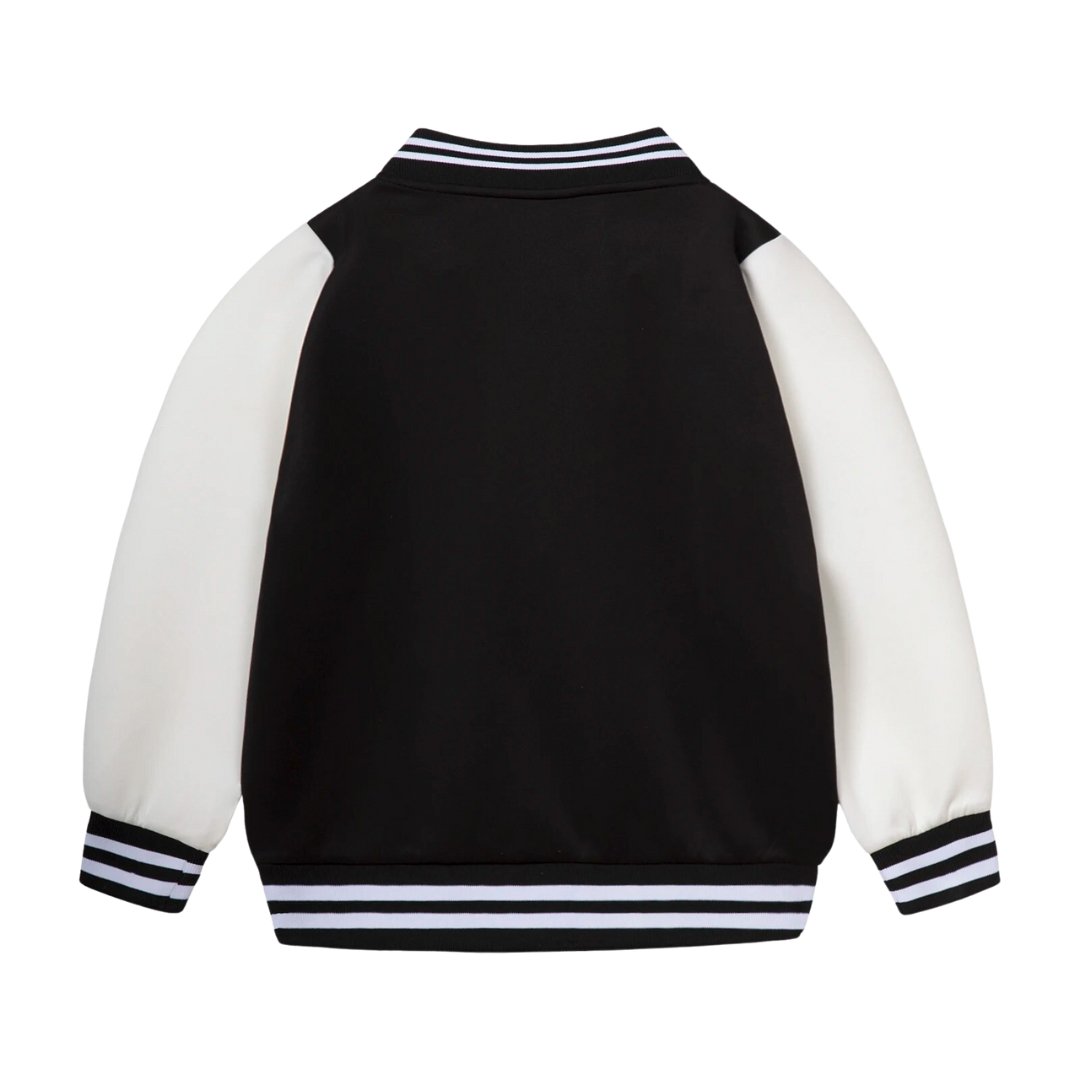 Autumn Kids Baseball Zip - Up Jacket - Wearebambino - Black and White - 2T - Autumn Kids Baseball Zip - Up Jacket