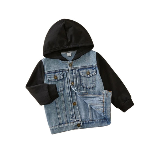 Autumn Kids Denim Hooded Jacket - Wearebambino - Black - 2T - Autumn Kids Denim Hooded Jacket