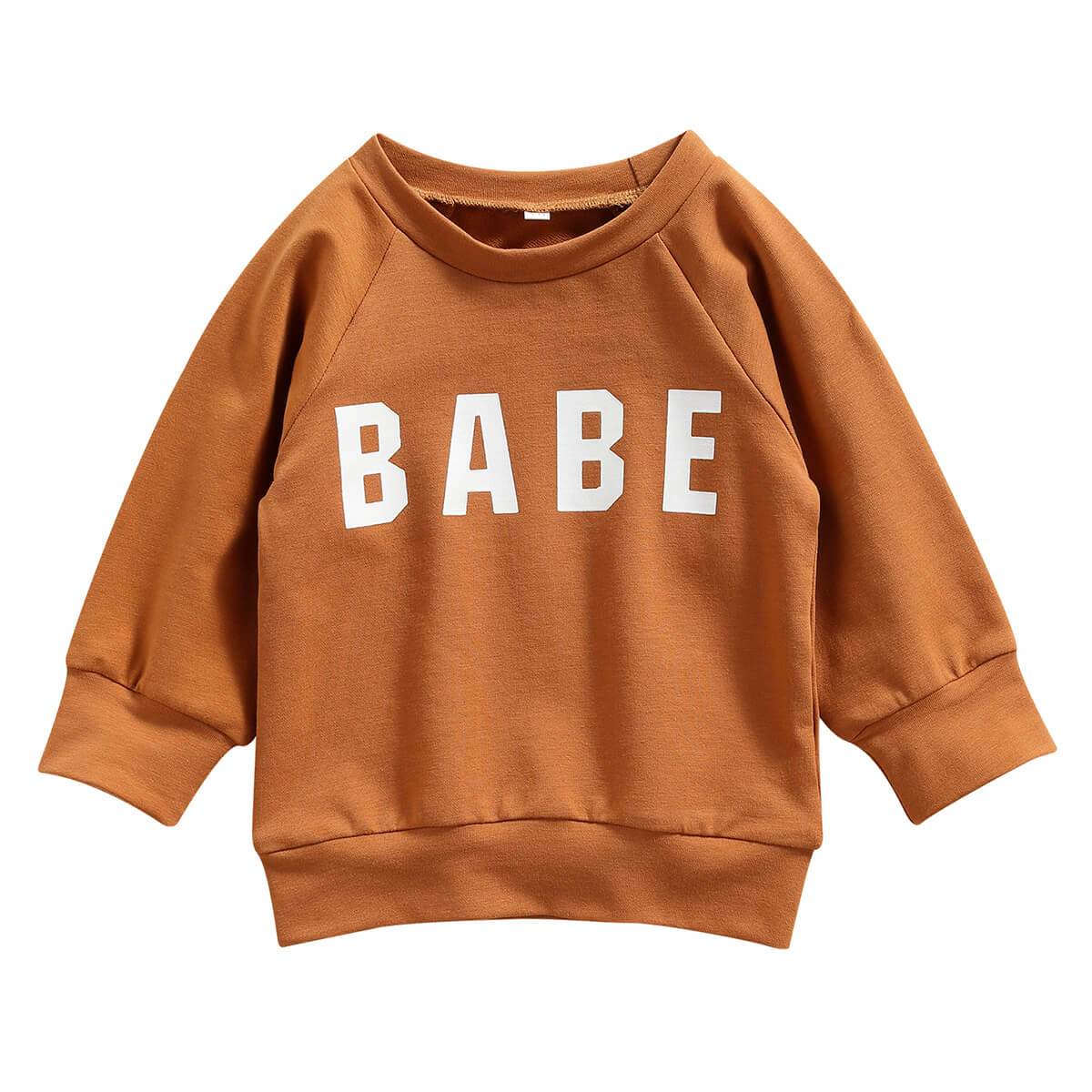 Babe Baby Sweatshirt - Wearebambino - Brown - 3 - 6 M - Babe Baby Sweatshirt