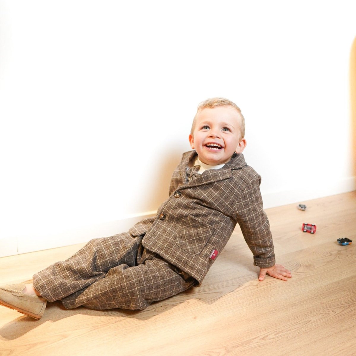 Baby Boys' Plaid 3PCs Casual Suit - Spring/Autumn - Wearebambino - Brown - 12 M - Baby Boys' Plaid 3PCs Casual Suit - Spring/Autumn