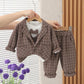 Baby Boys' Plaid 3PCs Casual Suit - Spring/Autumn - Wearebambino - Brown - 12 M - Baby Boys' Plaid 3PCs Casual Suit - Spring/Autumn