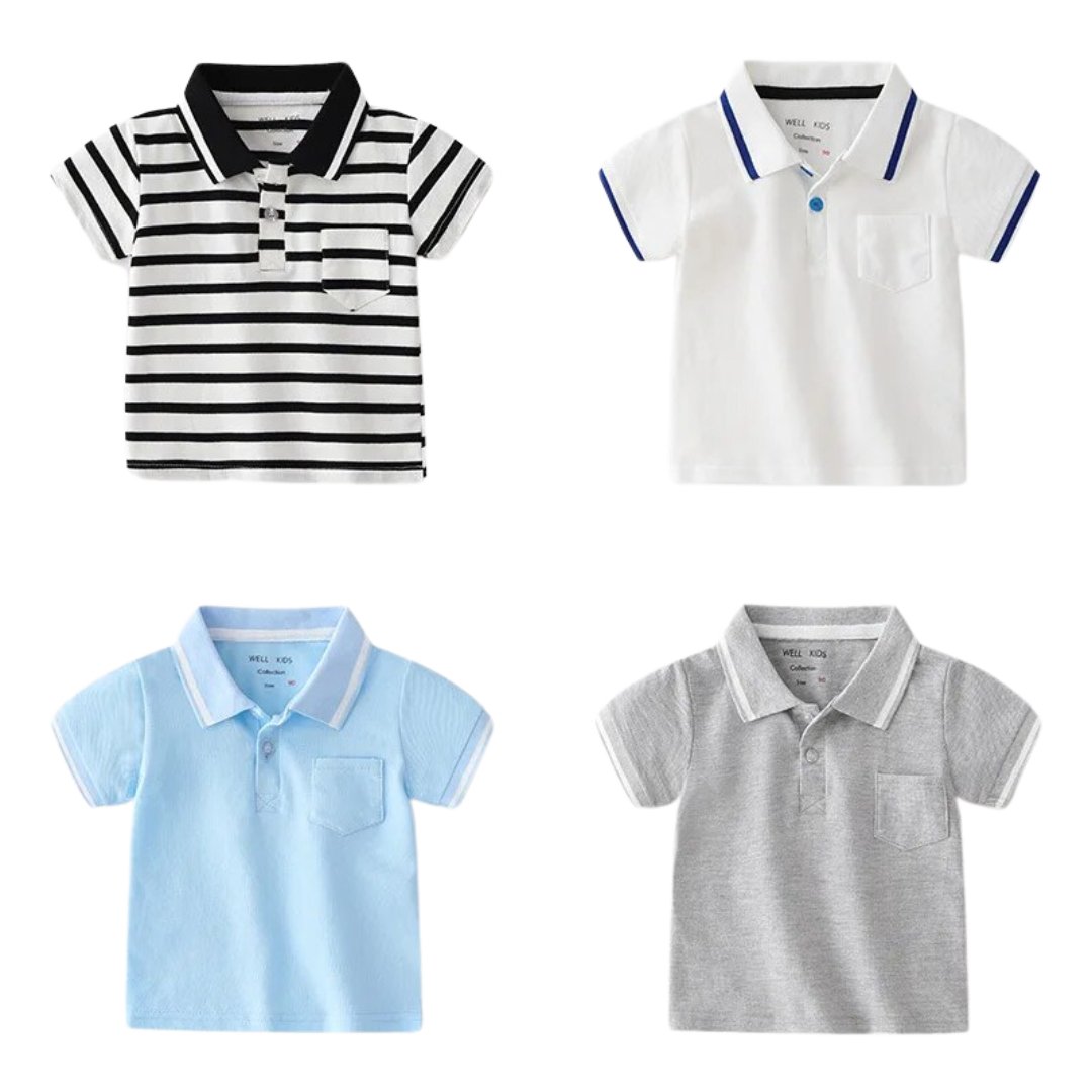 Baby Boy's Summer Polo Shirt - Wearebambino - White/Black - 2T - Baby Boy's Summer Polo Shirt