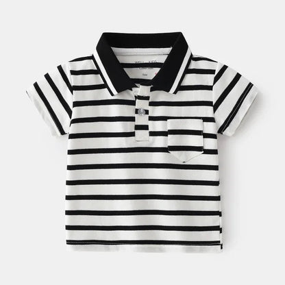 Baby Boy's Summer Polo Shirt - Wearebambino - White/Black - 2T - Baby Boy's Summer Polo Shirt