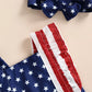 Baby Girl 2Pcs 4th of July Outfit Sleeveless Backless Ruffle Romper USA Flag with Headband Set - Wearebambino - Flag - United States - 0 - 6M - Baby Girl 2Pcs 4th of July Outfit Sleeveless Backless Ruffle Romper USA Flag with Headband Set