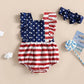 Baby Girl 2Pcs 4th of July Outfit Sleeveless Backless Ruffle Romper USA Flag with Headband Set - Wearebambino - Flag - United States - 0 - 6M - Baby Girl 2Pcs 4th of July Outfit Sleeveless Backless Ruffle Romper USA Flag with Headband Set