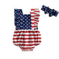 Baby Girl 2Pcs 4th of July Outfit Sleeveless Backless Ruffle Romper USA Flag with Headband Set - Wearebambino - Flag - United States - 0 - 6M - Baby Girl 2Pcs 4th of July Outfit Sleeveless Backless Ruffle Romper USA Flag with Headband Set