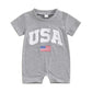 Baby Girls Boys 4th of July USA Romper Fuzzy Letter Flag Embroidery Crew Neck Short Sleeve Jumpsuits - Wearebambino - Blue - 6 - 12 M - United States - Baby Girls Boys 4th of July USA Romper Fuzzy Letter Flag Embroidery Crew Neck Short Sleeve Jumpsuits