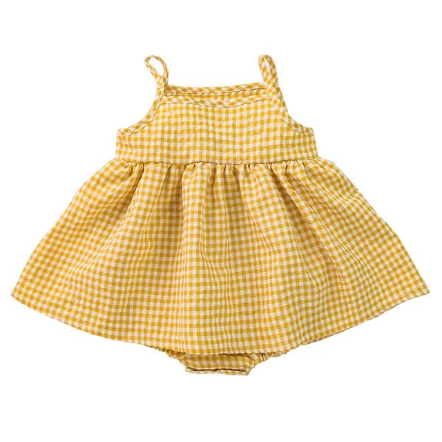 Baby Girls Summer Plaid Rompers - Wearebambino - Yellow - 3 M - Baby Girls Summer Plaid Rompers