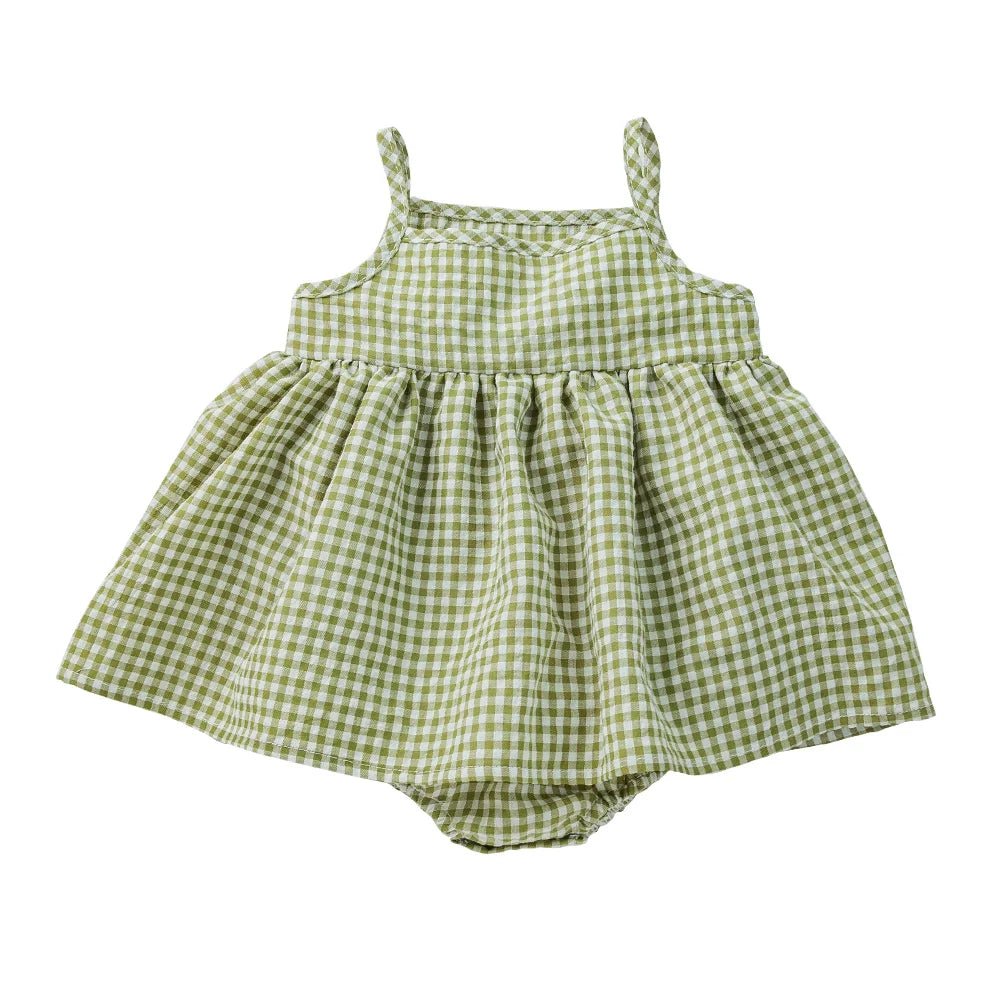 Baby Girls Summer Plaid Rompers - Wearebambino - Green - 3 M - Baby Girls Summer Plaid Rompers