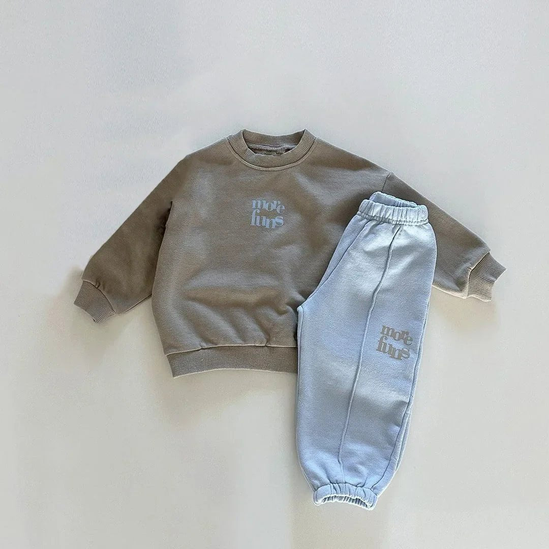 Baby Letter Print Sweatshirt & Trousers Set - Wearebambino - Khaki - 9 M - Baby Letter Print Sweatshirt & Trousers Set