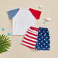 Baby Toddler Boys 2Pcs 4th of July White Short Sleeve USA Letter Embroidery Top Star Stripe Print Shorts Set - Wearebambino - WHITE - 6 - 12 M - United States - Baby Toddler Boys 2Pcs 4th of July White Short Sleeve USA Letter Embroidery Top Star Stripe Print Shorts Set