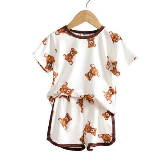 Bear Comfy Top & Shorts - Wearebambino - White - 2Y (90cm - 35.5in) - Bear Comfy Top & Shorts