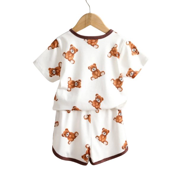 Bear Comfy Top & Shorts - Wearebambino - White - 2Y (90cm - 35.5in) - Bear Comfy Top & Shorts