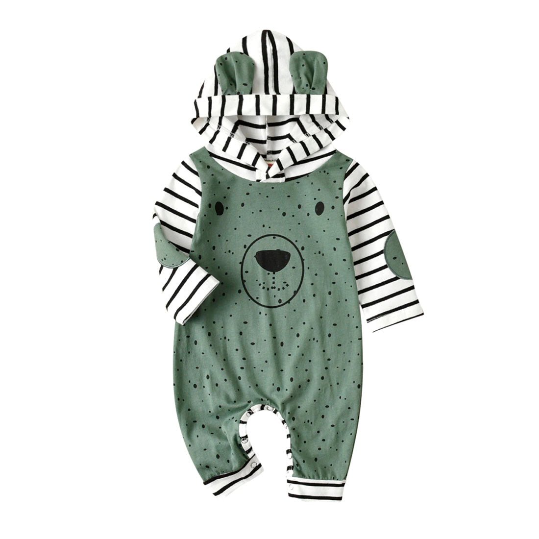 Bear Ears Hooded Baby Jumpsuit - Wearebambino - 3 - 6 M - Bear Ears Hooded Baby Jumpsuit