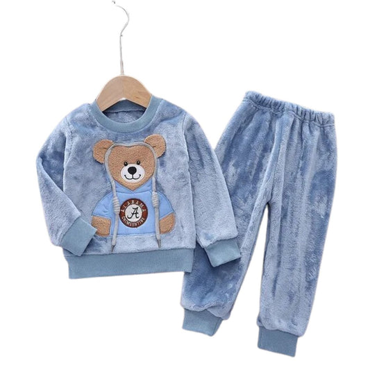 Bear Hugs Embroidered Set - Wearebambino - Pale Blue - 2T - Bear Hugs Embroidered Set