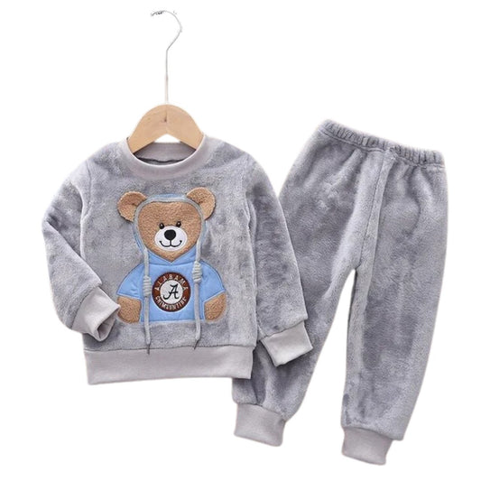 Bear Hugs Embroidered Set - Wearebambino - Grey - 2T - Bear Hugs Embroidered Set