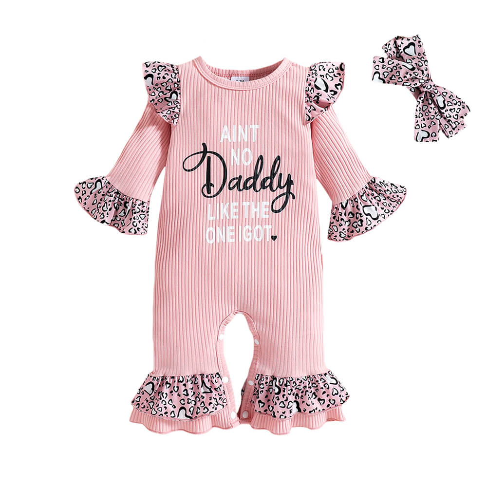 Best Daddy Leopard Baby Jumpsuit - Wearebambino - 0 - 3 M - Best Daddy Leopard Baby Jumpsuit