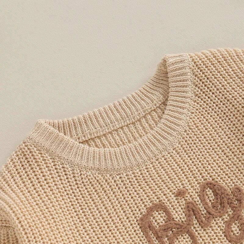 Big Brother Knitted Toddler Sweater - Wearebambino - Khaki - 12 - 18 M - Big Brother Knitted Toddler Sweater