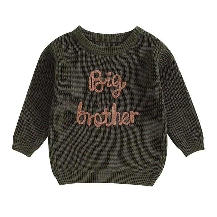 Big Brother Knitted Toddler Sweater - Wearebambino - Khaki - 12 - 18 M - Big Brother Knitted Toddler Sweater