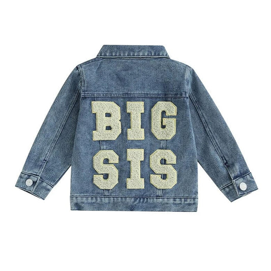 Big Sis Denim Toddler Jacket - Wearebambino - 12 - 18 M - Big Sis Denim Toddler Jacket