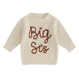 Big Sis Knitted Toddler Sweater - Wearebambino - Beige - 3 - 6 M - Big Sis Knitted Toddler Sweater