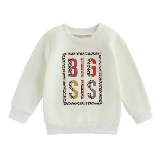 Big Sis Leopard Toddler Sweatshirt - Wearebambino - 2T - Big Sis Leopard Toddler Sweatshirt