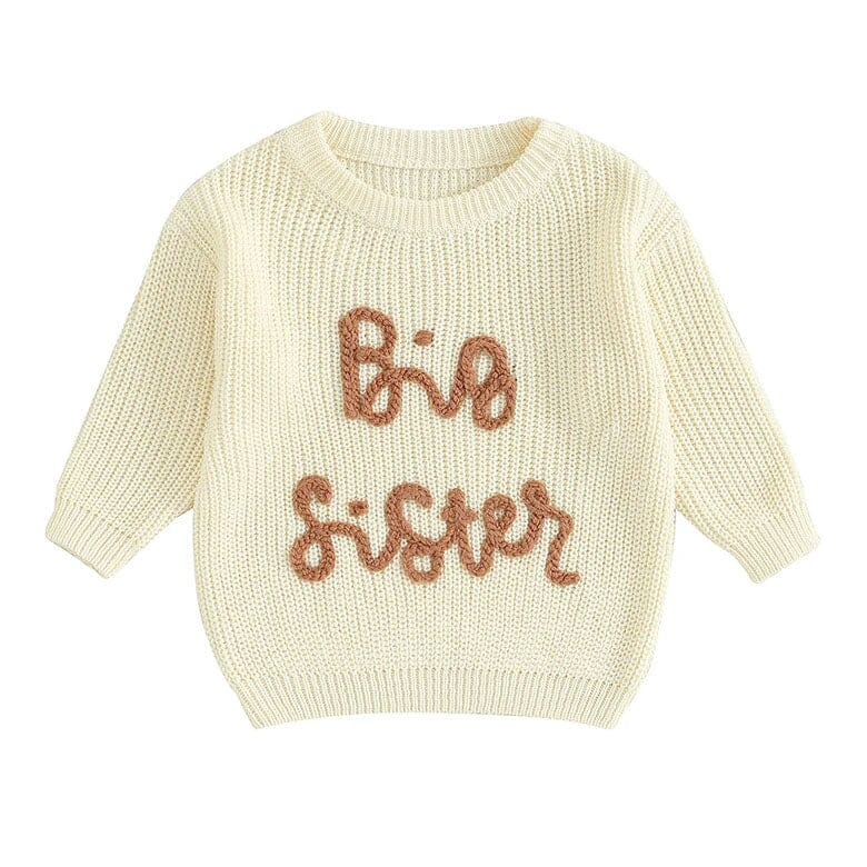 Big Sister Knitted Toddler Sweater - Wearebambino - Beige - 12 - 18 M - Big Sister Knitted Toddler Sweater