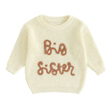 Big Sister Knitted Toddler Sweater - Wearebambino - Beige - 12 - 18 M - Big Sister Knitted Toddler Sweater