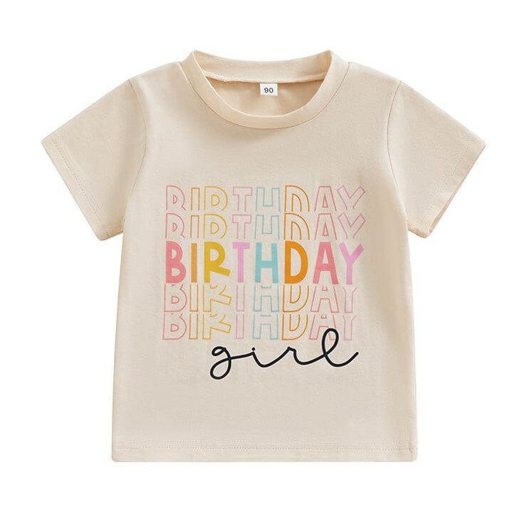 Birthday Girl Toddler Tee - Wearebambino - Beige - 12 - 18 M - Birthday Girl Toddler Tee