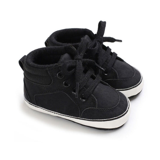 Black Anti Slip Leather Baby Shoes - Wearebambino - 1 - Black Anti Slip Leather Baby Shoes