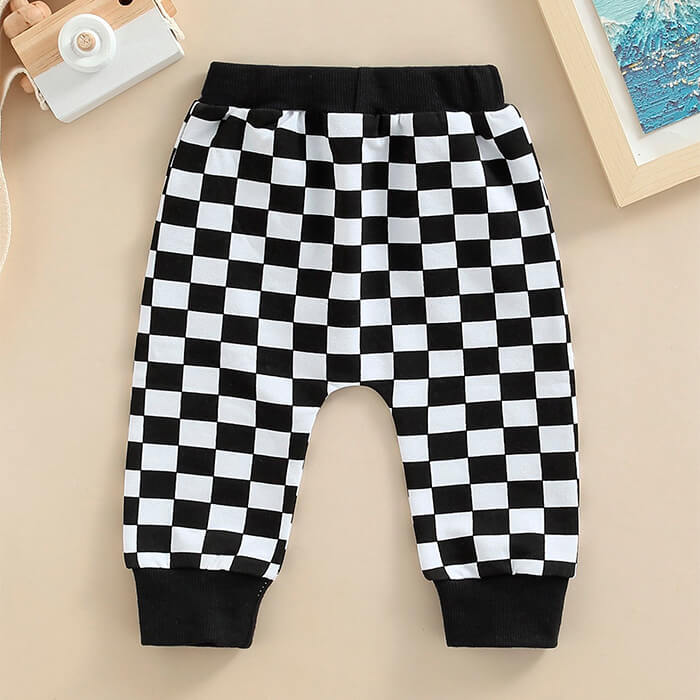 Black Checkered Baby Pants - Wearebambino - 3 - 6 M - Black Checkered Baby Pants