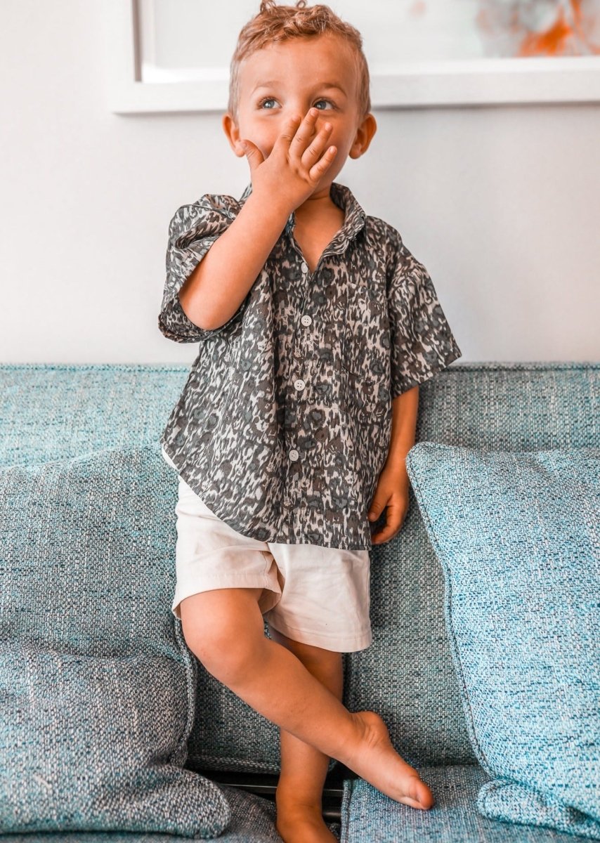 Black Leopard print shirt - Wearebambino - Black Leopard - 2T - Black Leopard print shirt