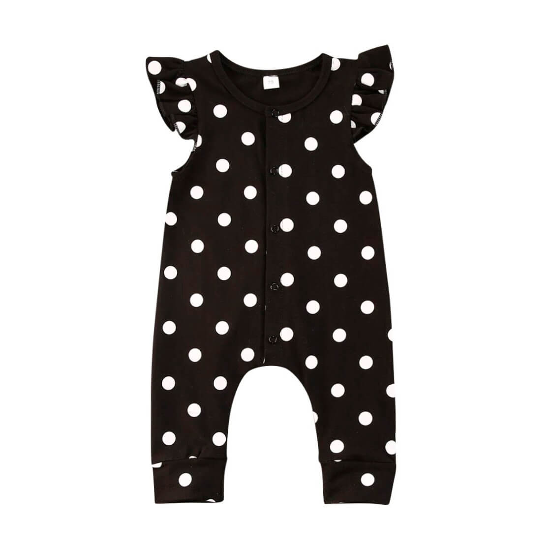 Black Polka Dot Baby Jumpsuit - Wearebambino - 3 - 6 M - Black Polka Dot Baby Jumpsuit