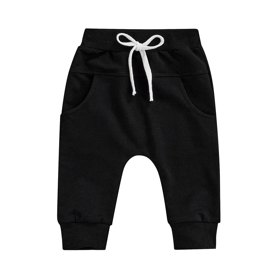 Black Solid Baby Pants - Wearebambino - 3 - 6 M - Black Solid Baby Pants