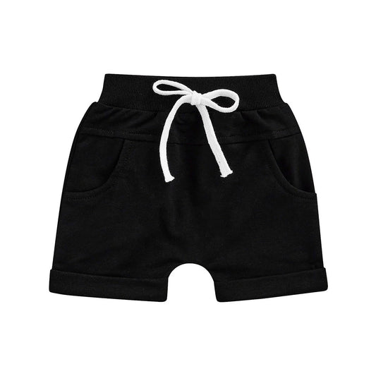 Black Solid Baby Shorts - Wearebambino - 3 - 6 M - Black Solid Baby Shorts